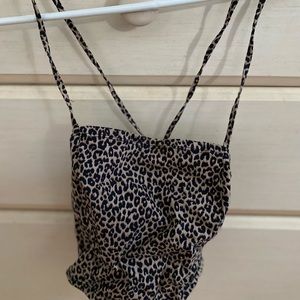 Garage cheetah print crossed tank top